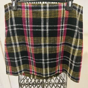 Trina Turk Plaid Mini Skirt - Black, Yellow, Pink